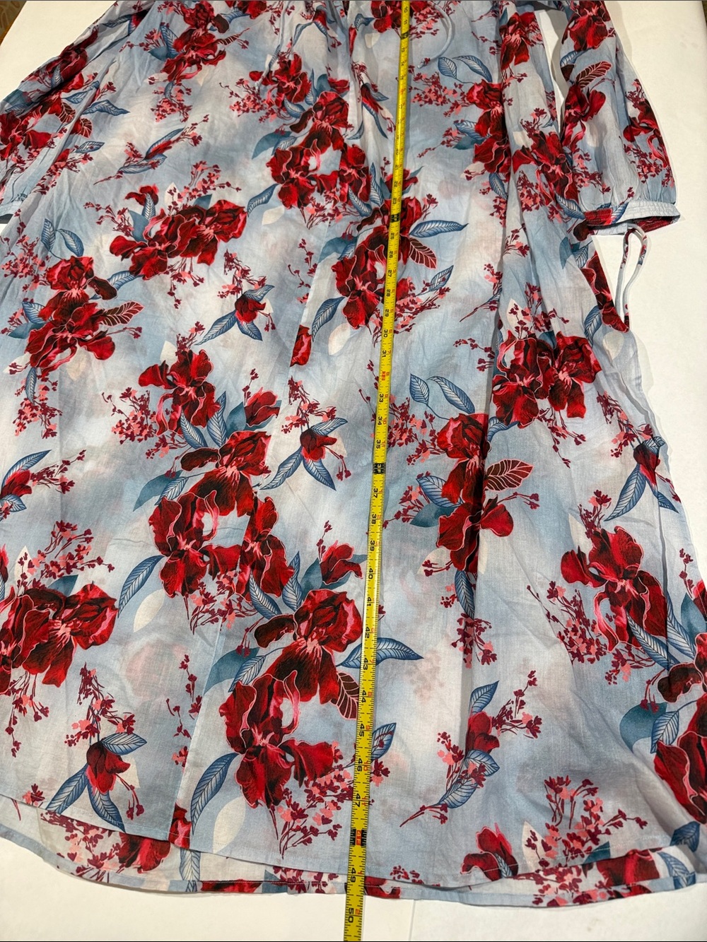J. Crew Cotton voile Kaftan tunic dress  Sky Blue Maxi Dress Floral Print NWT M - Picture 10 of 12